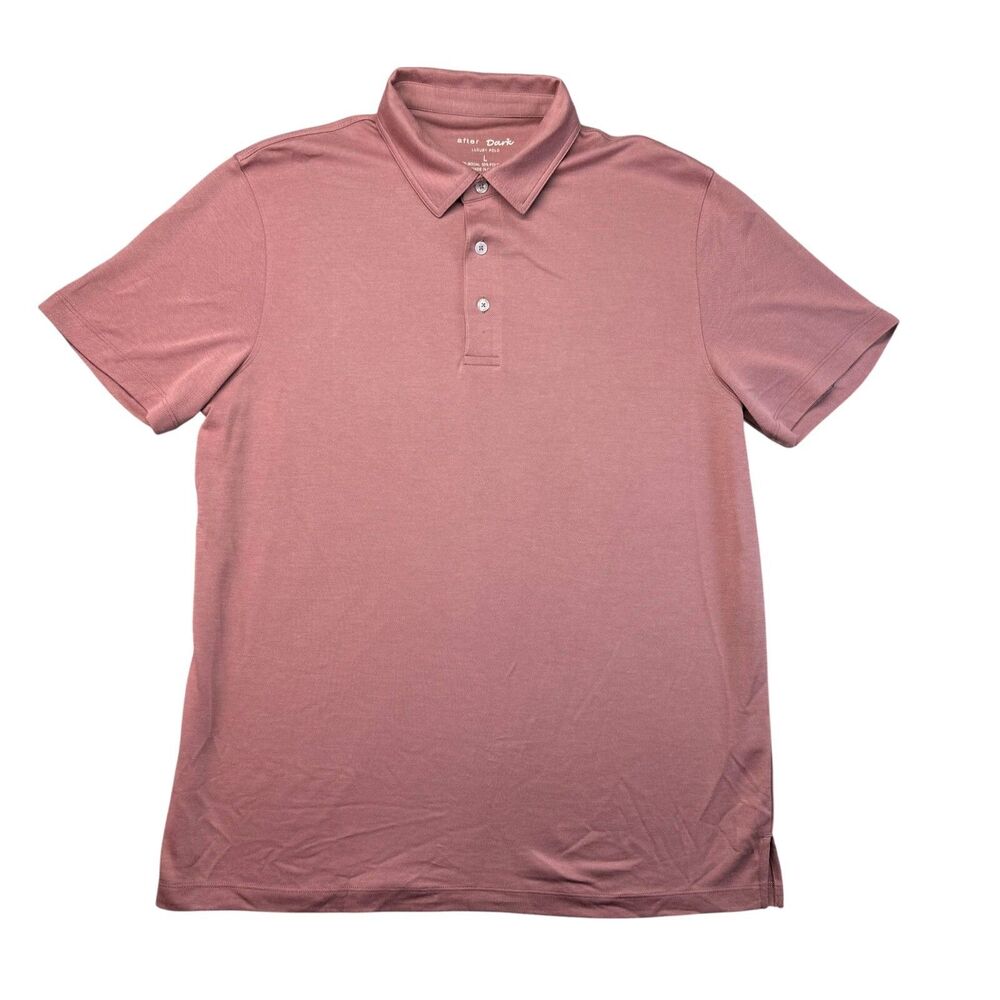 After Dark Luxury Polo Shirt Men's Large Pink Short Sleeve Stretch Soft Comfort